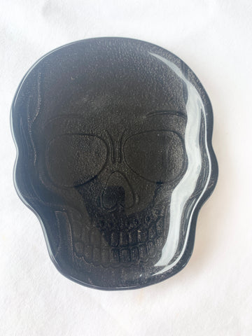 Skull metallic glass tumble tray - Black