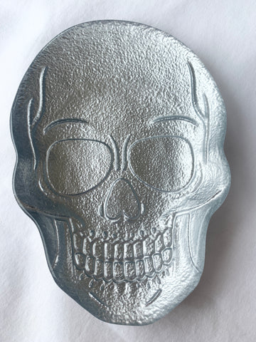 Skull metallic glass tumble tray - Silver